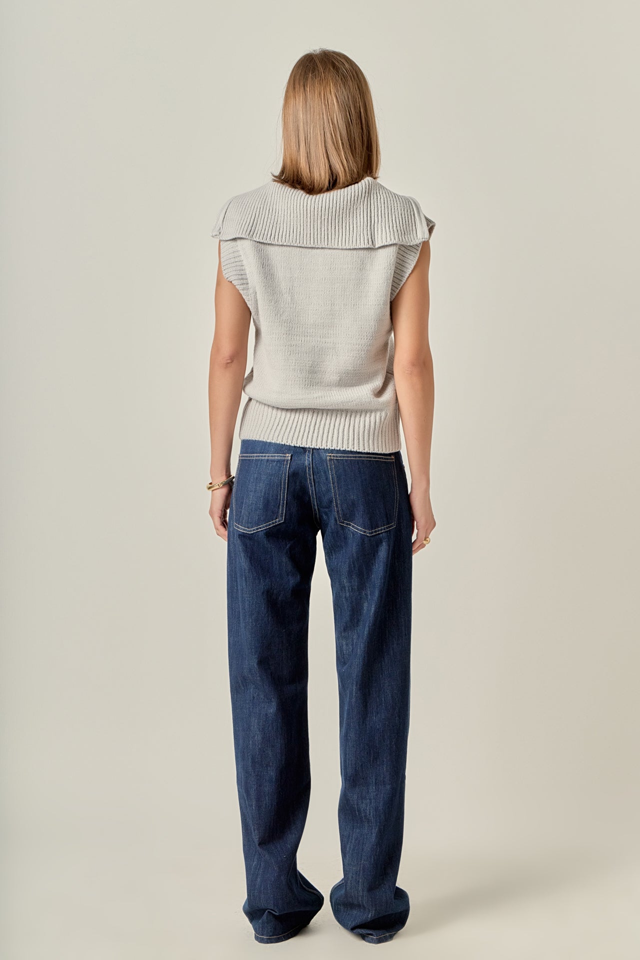 ENGLISH FACTORY - Zip Mock Neck Knit Vest - SWEATERS & KNITS available at Objectrare