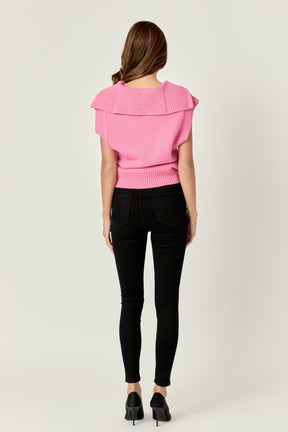 ENGLISH FACTORY - Zip Mock Neck Knit Vest - SWEATERS & KNITS available at Objectrare