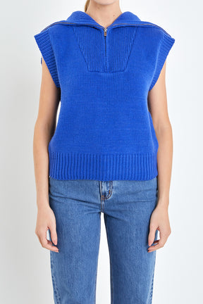 ENGLISH FACTORY - Zip Mock Neck Vest - SWEATERS & KNITS available at Objectrare