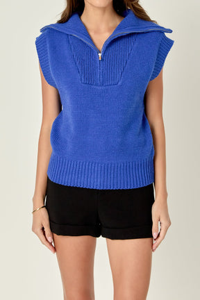 ENGLISH FACTORY - Zip Mock Neck Knit Vest - SWEATERS & KNITS available at Objectrare