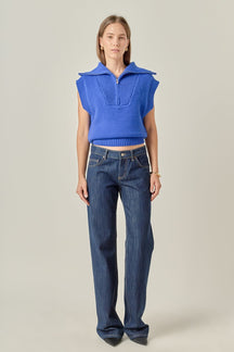 ENGLISH FACTORY - Zip Mock Neck Knit Vest - SWEATERS & KNITS available at Objectrare