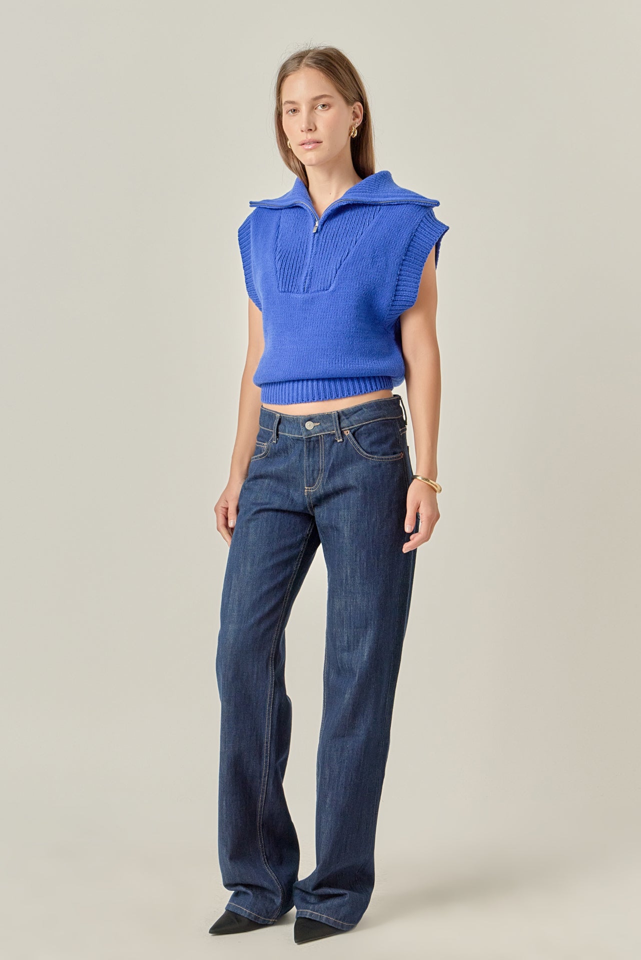 ENGLISH FACTORY - Zip Mock Neck Knit Vest - SWEATERS & KNITS available at Objectrare