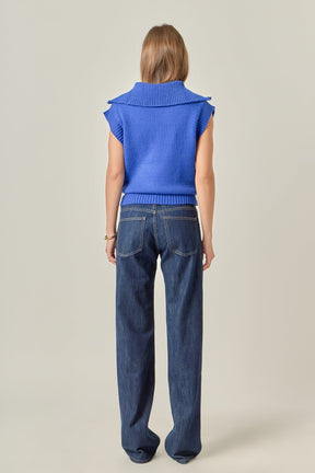 ENGLISH FACTORY - Zip Mock Neck Knit Vest - SWEATERS & KNITS available at Objectrare