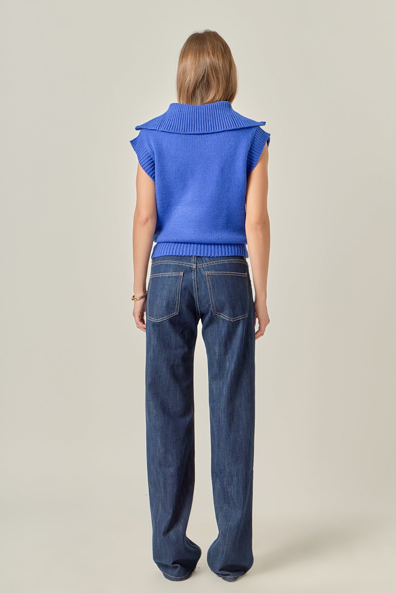 ENGLISH FACTORY - Zip Mock Neck Knit Vest - SWEATERS & KNITS available at Objectrare