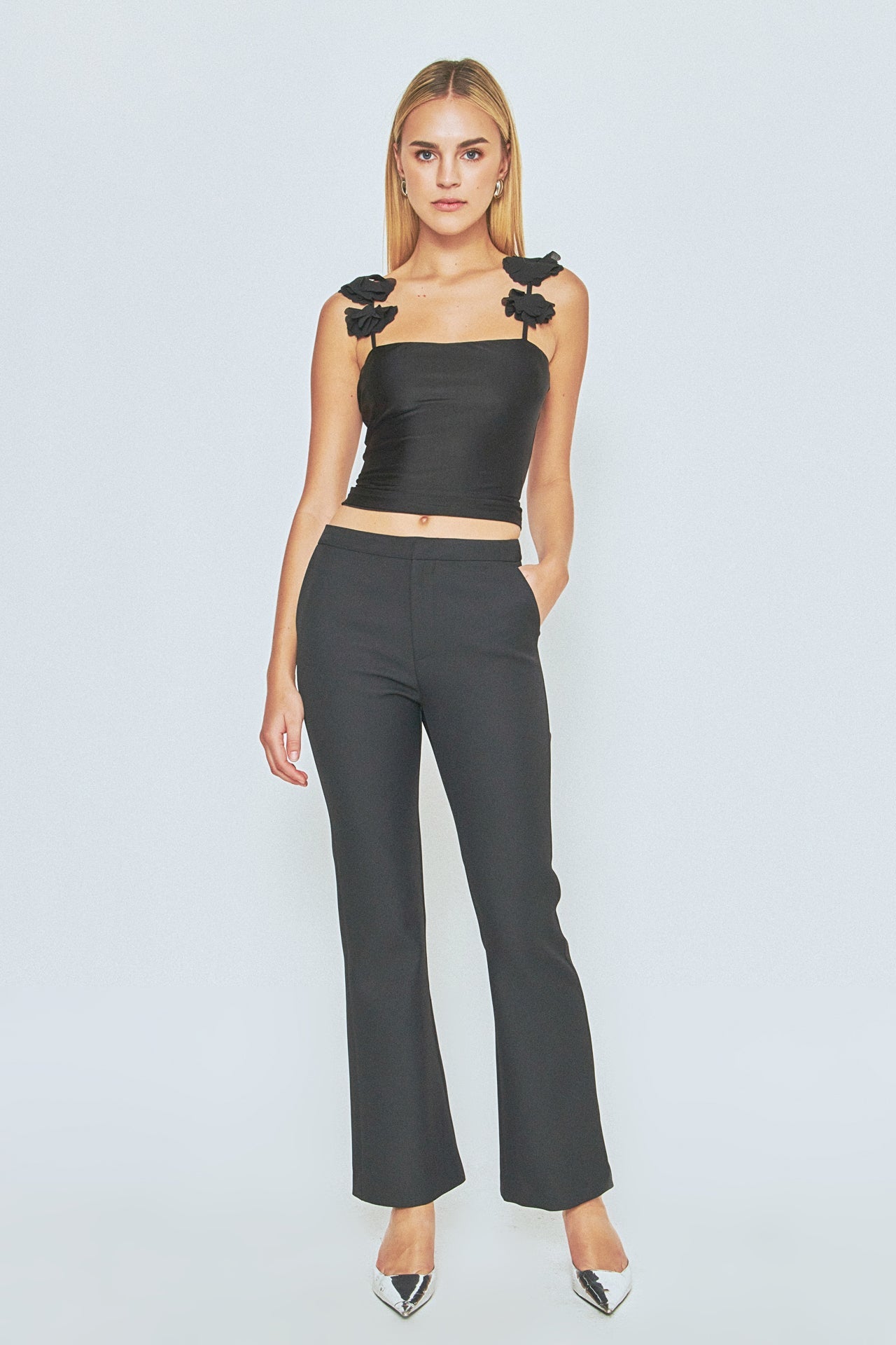 ENDLESS ROSE - Rosette Shoulder Fitted Top - TOPS available at Objectrare