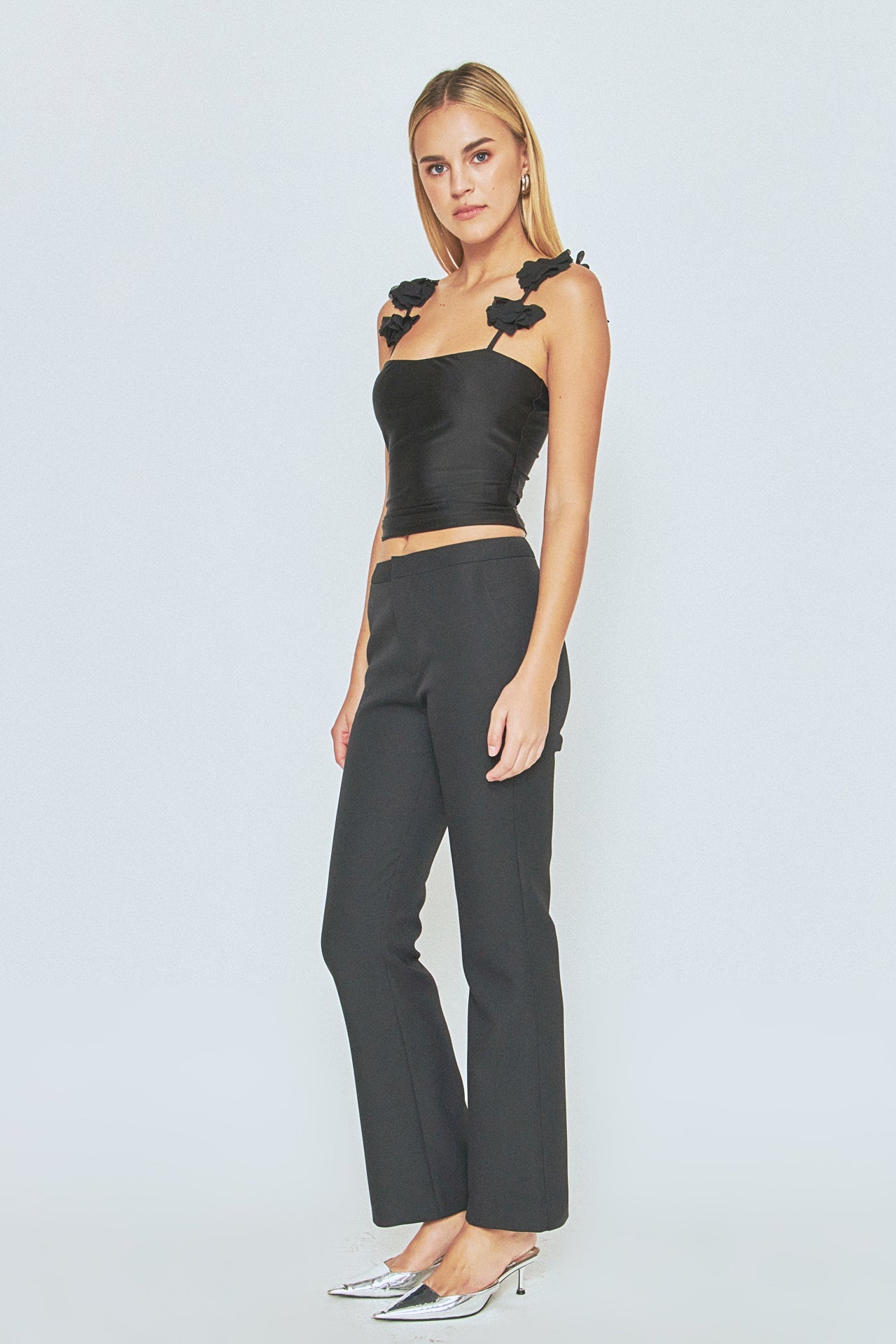 ENDLESS ROSE - Rosette Shoulder Fitted Top - TOPS available at Objectrare