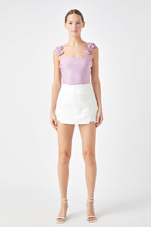 ENDLESS ROSE - Rosette Shoulder Fitted Top - TOPS available at Objectrare
