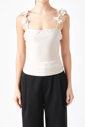 ENDLESS ROSE - Rosette Shoulder Fitted Top - TOPS available at Objectrare