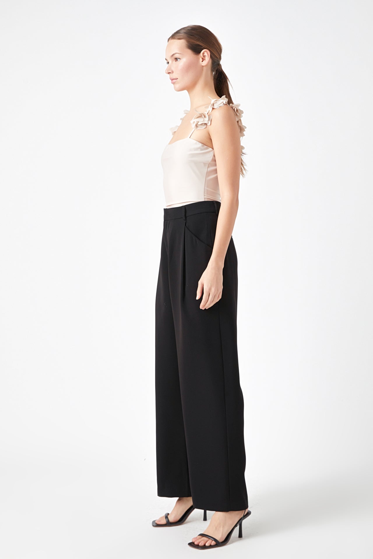 ENDLESS ROSE - Rosette Shoulder Fitted Top - TOPS available at Objectrare
