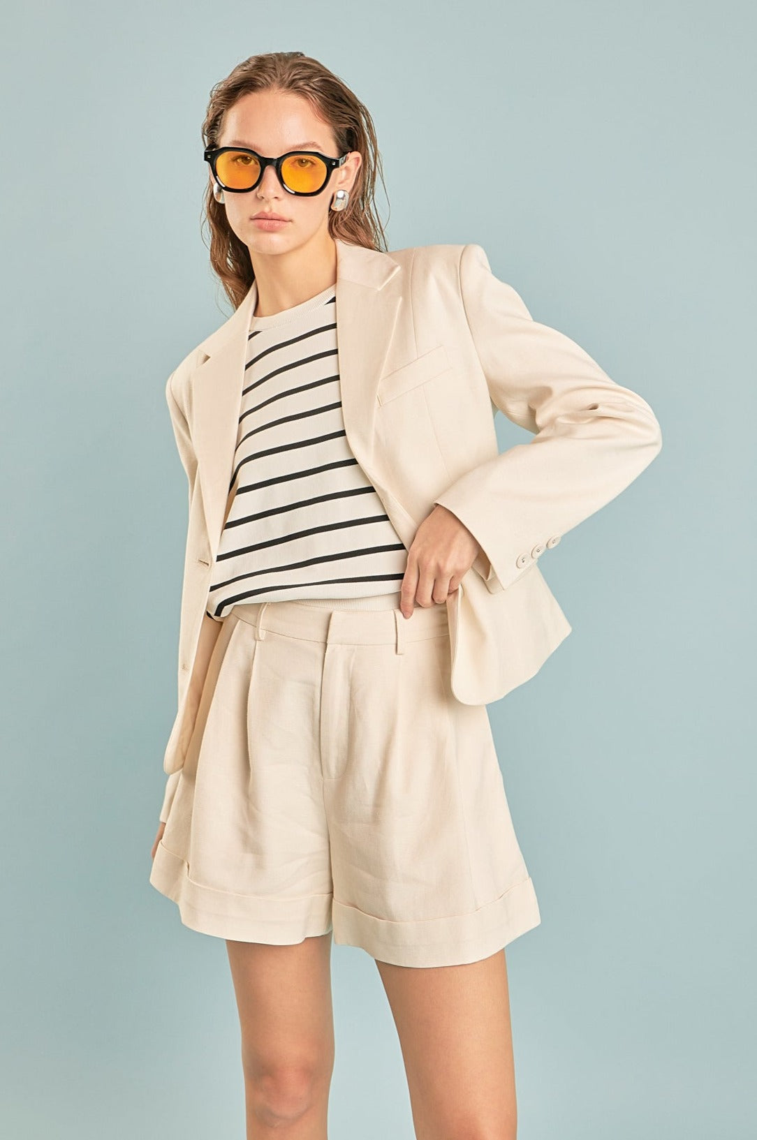 ENDLESS ROSE - Linen 3 Buttoned Blazer - BLAZERS available at Objectrare