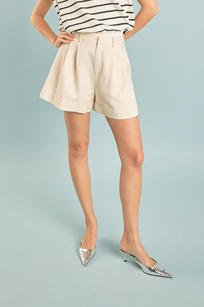 ENDLESS ROSE - Endless Rose - Linen Pintucked Shorts - SHORTS available at Objectrare