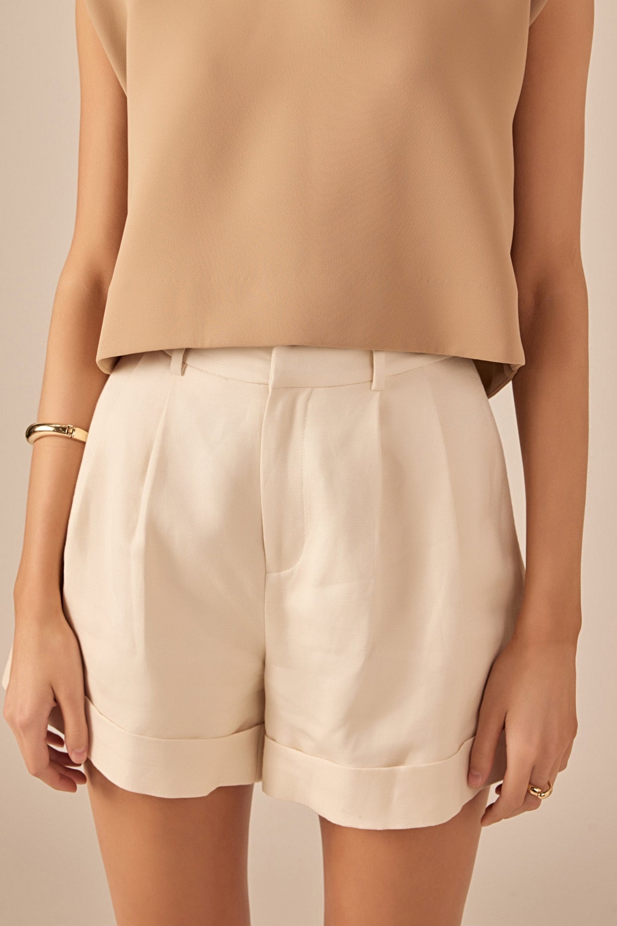 Linen Pintucked Shorts