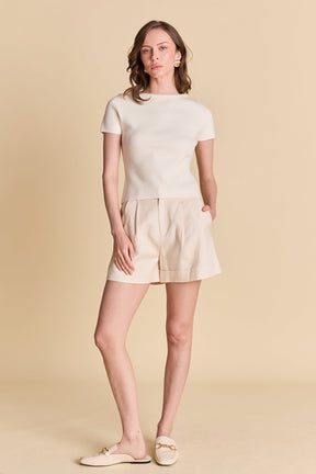 ENDLESS ROSE - Linen Pintucked Shorts - SHORTS available at Objectrare