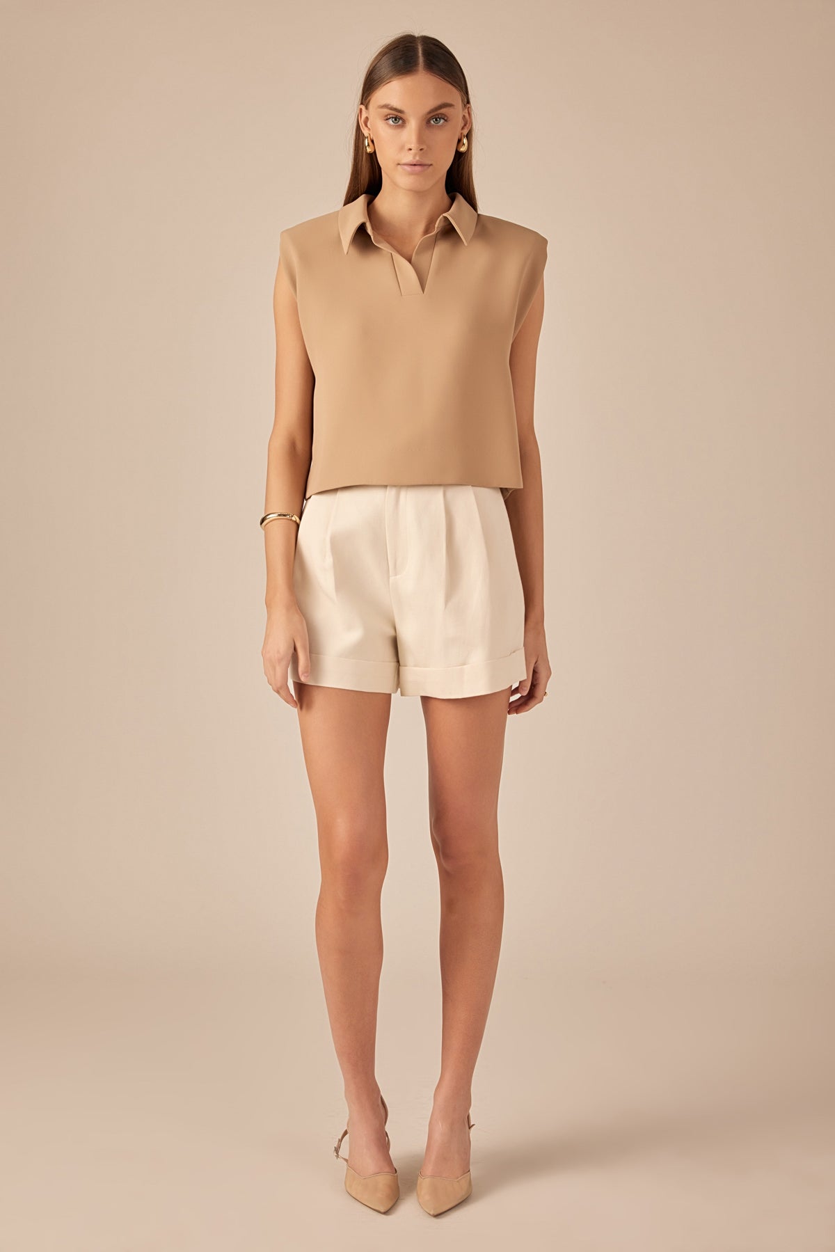 Linen Pintucked Shorts