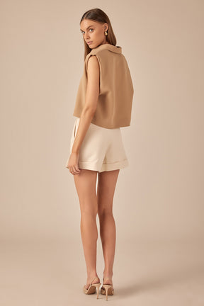 ENDLESS ROSE - Linen Pintucked Shorts - SHORTS available at Objectrare