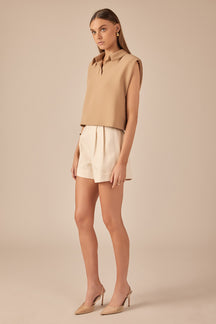 ENDLESS ROSE - Linen Pintucked Shorts - SHORTS available at Objectrare