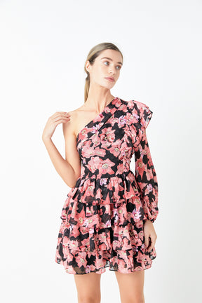 ENDLESS ROSE - One Shoulder Tiered Floral Dress - DRESSES available at Objectrare
