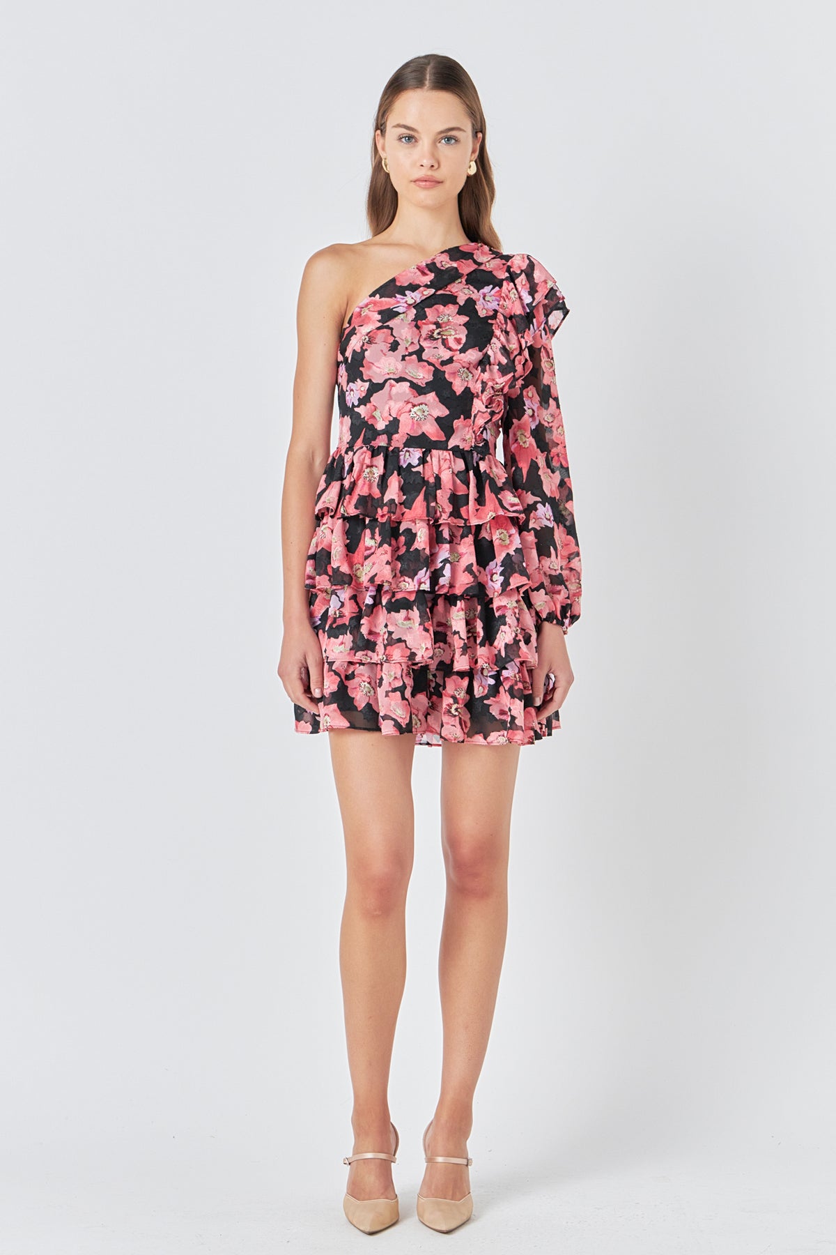 ENDLESS ROSE - One Shoulder Tiered Floral Dress - DRESSES available at Objectrare