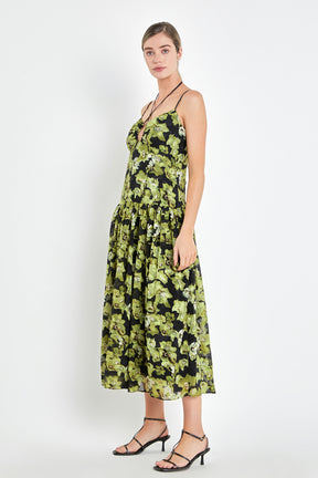 ENDLESS ROSE - Front Cutout Floral Maxi Dress - DRESSES available at Objectrare