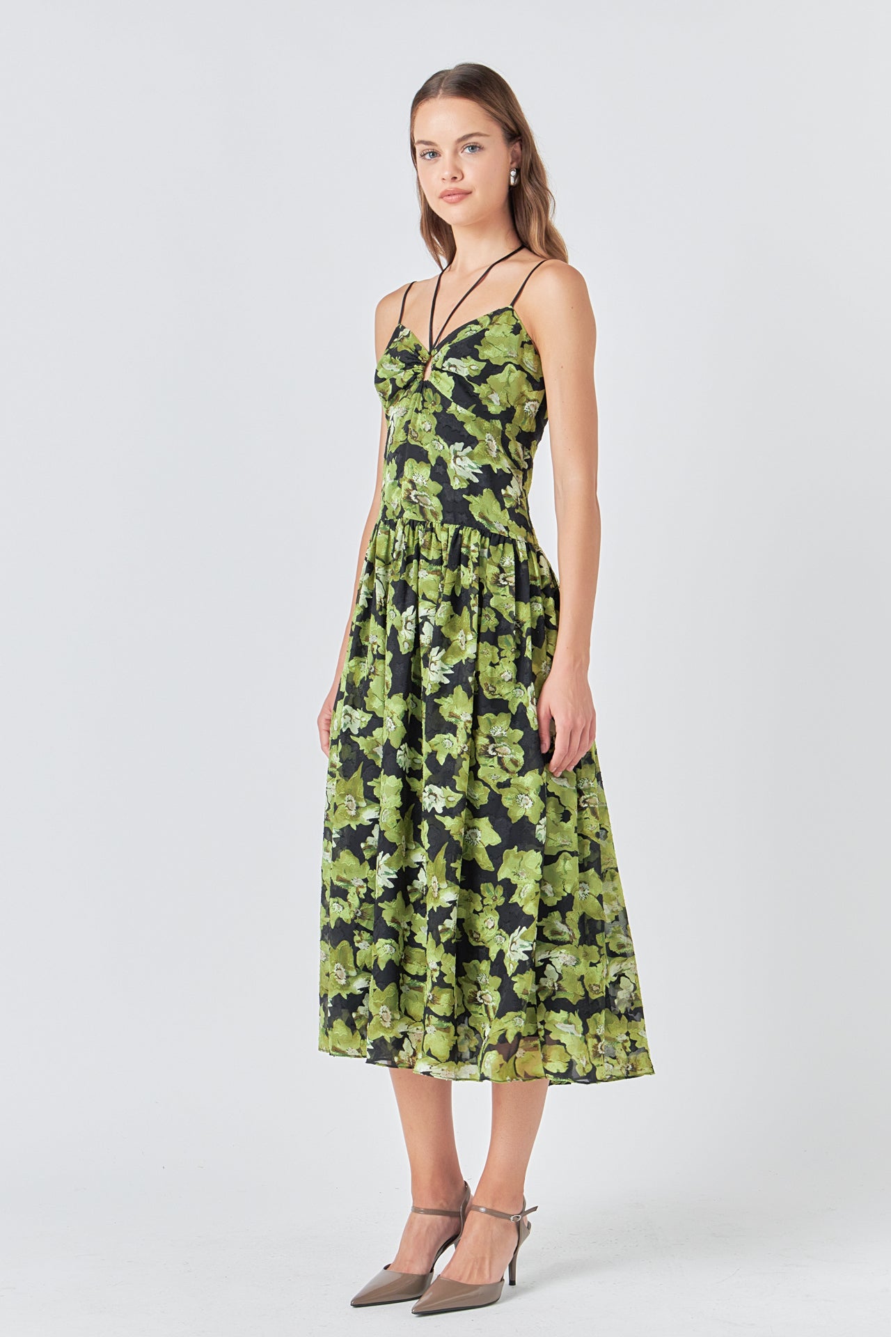 ENDLESS ROSE - Front Cut Out Floral Maxi Dress - DRESSES available at Objectrare