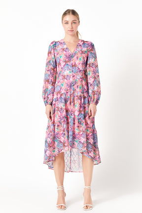 ENDLESS ROSE - Buttoned Floral High Low Dress - DRESSES available at Objectrare