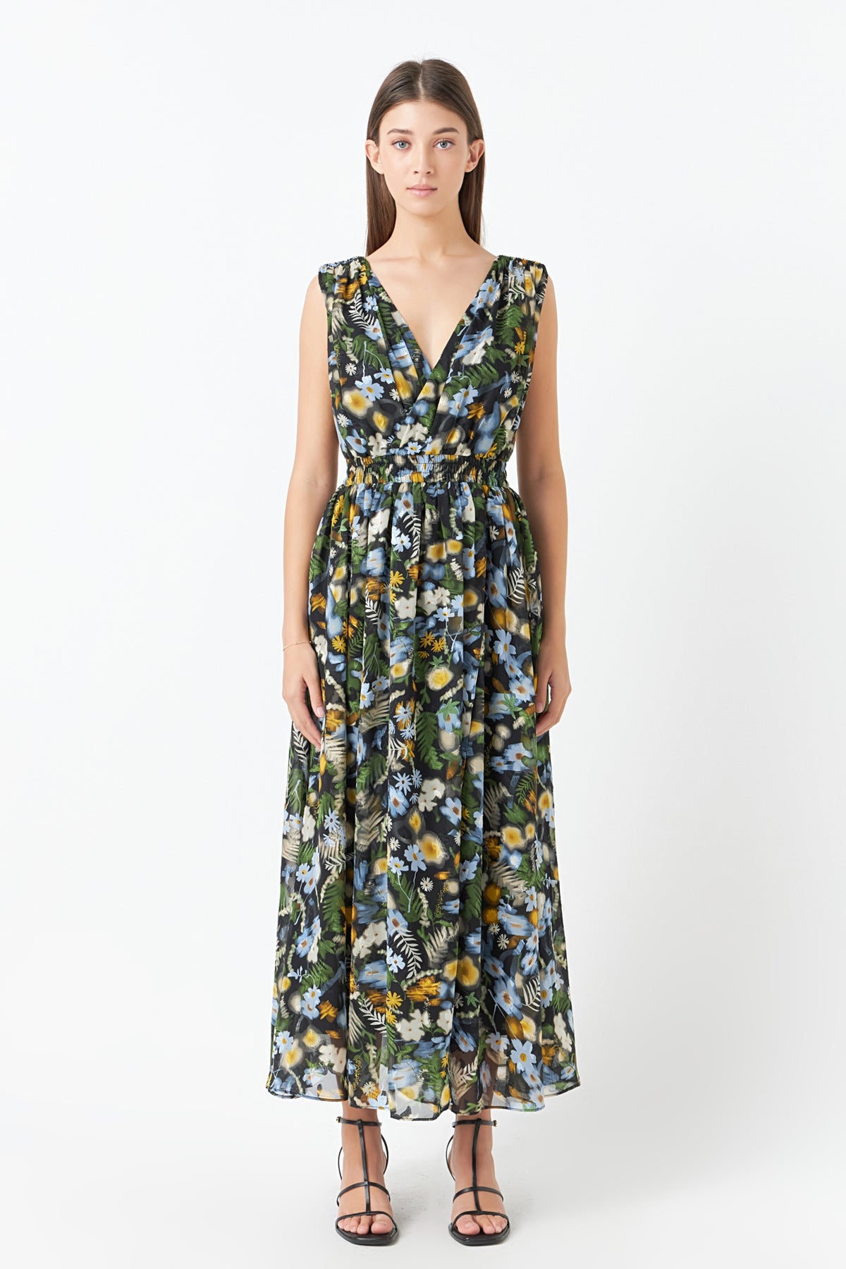 ENDLESS ROSE - Low Neck Floral Maxi Dress - DRESSES available at Objectrare