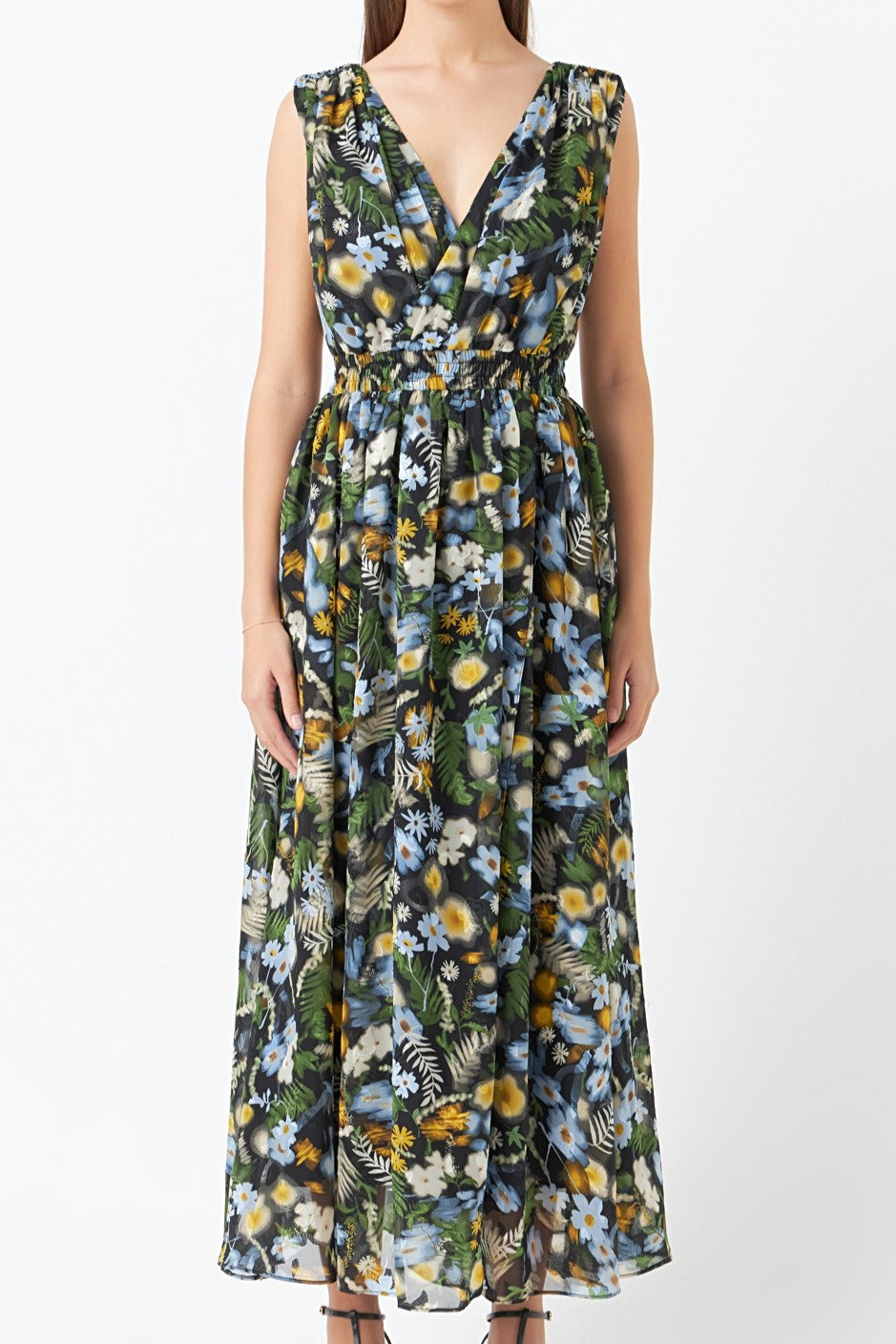 ENDLESS ROSE - Low Neck Floral Maxi Dress - DRESSES available at Objectrare