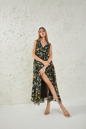 ENDLESS ROSE - Low Neck Floral Maxi Dress - Apparel & Accessories > Clothing > Dresses available at Objectrare