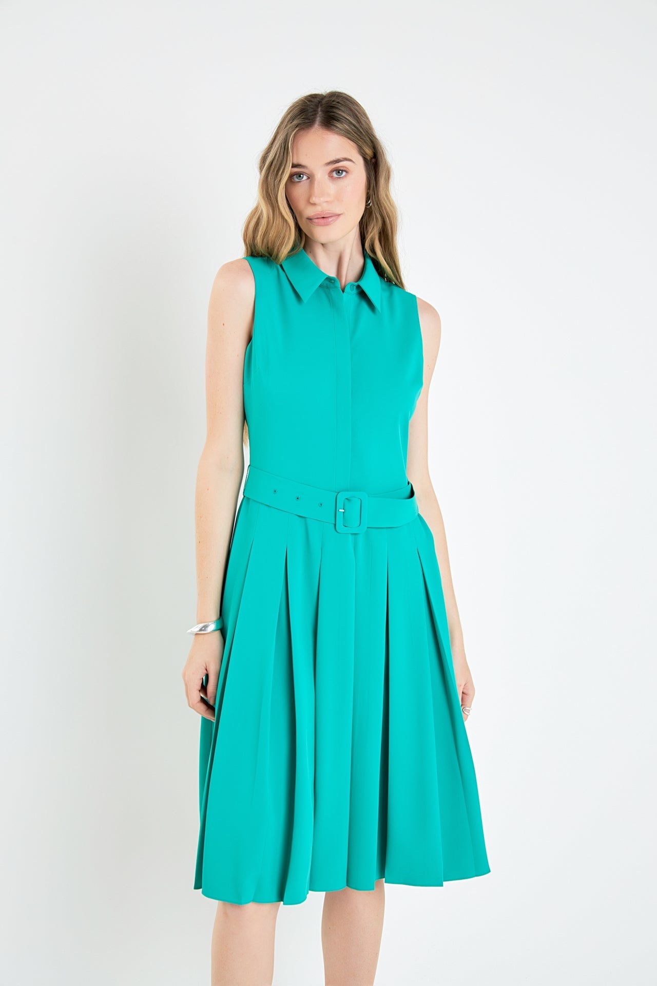 ENGLISH FACTORY - English Factory - Sleeveless Pleated Midi Dress - DRESSES available at Objectrare