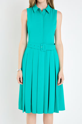 ENGLISH FACTORY - Sleeveless Pleated Midi Dress - DRESSES available at Objectrare