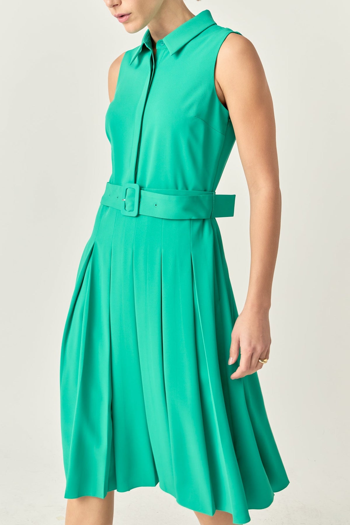ENGLISH FACTORY - Sleeveless Pleated Midi Dress - DRESSES available at Objectrare