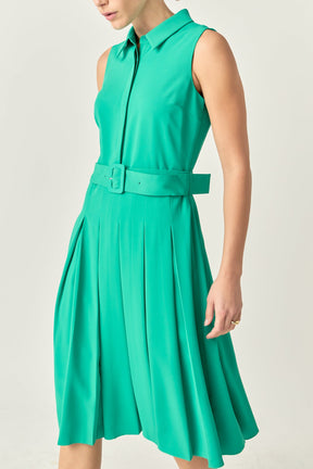 ENGLISH FACTORY - Sleeveless Pleated Midi Dress - DRESSES available at Objectrare