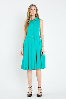 ENGLISH FACTORY - Sleeveless Pleated Midi Dress - DRESSES available at Objectrare