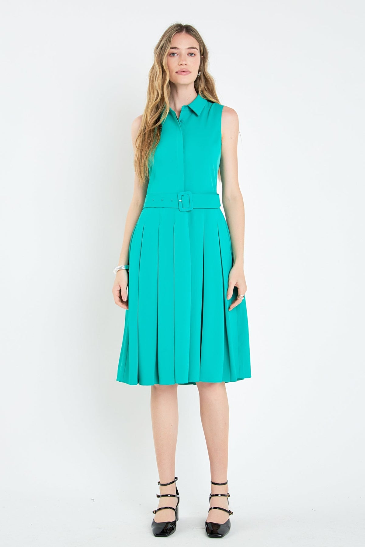 ENGLISH FACTORY - English Factory - Sleeveless Pleated Midi Dress - DRESSES available at Objectrare