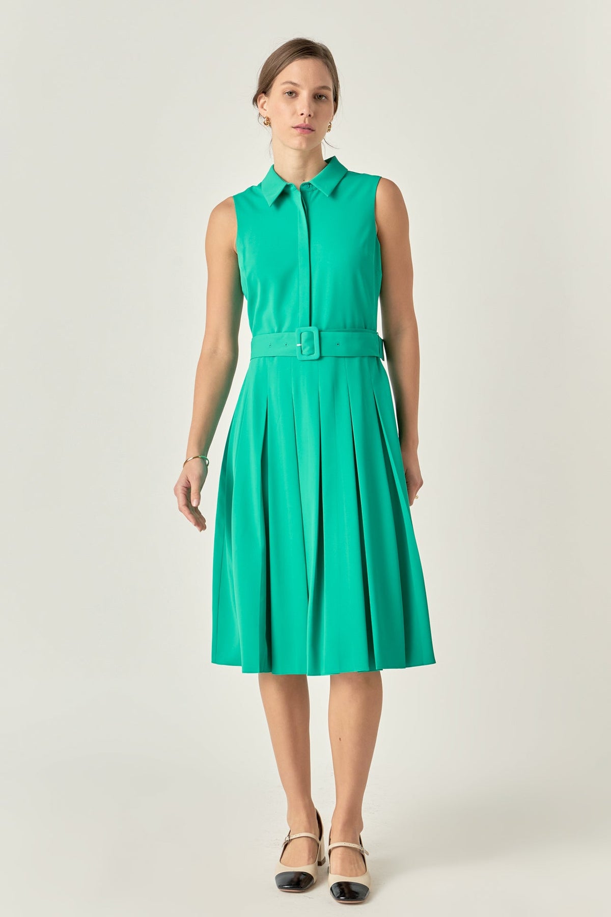 ENGLISH FACTORY - Sleeveless Pleated Midi Dress - DRESSES available at Objectrare