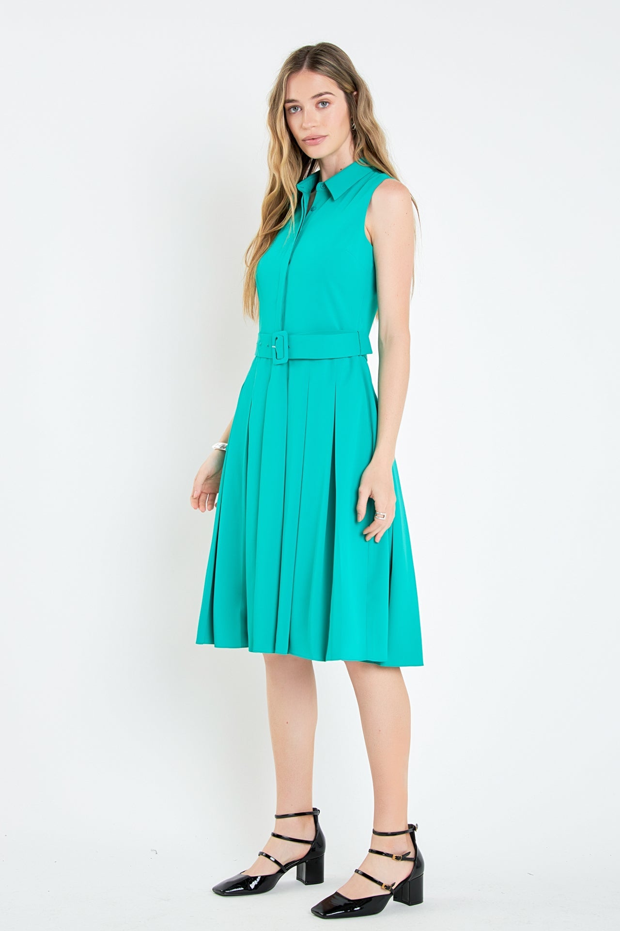 ENGLISH FACTORY - English Factory - Sleeveless Pleated Midi Dress - DRESSES available at Objectrare