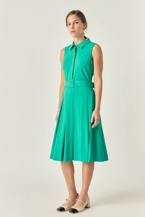 ENGLISH FACTORY - Sleeveless Pleated Midi Dress - DRESSES available at Objectrare