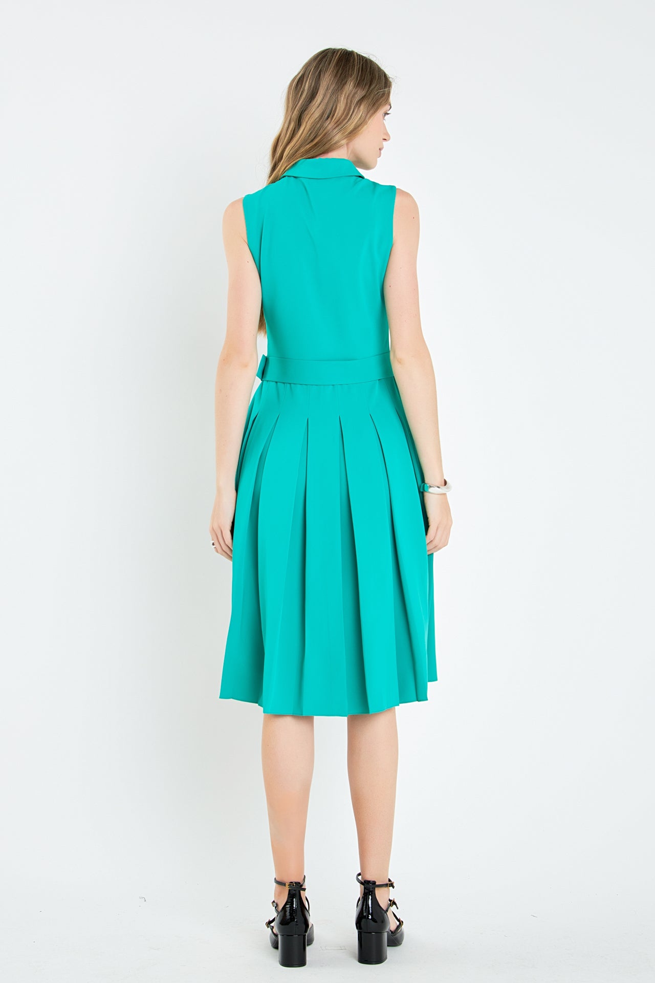 ENGLISH FACTORY - Sleeveless Pleated Midi Dress - DRESSES available at Objectrare