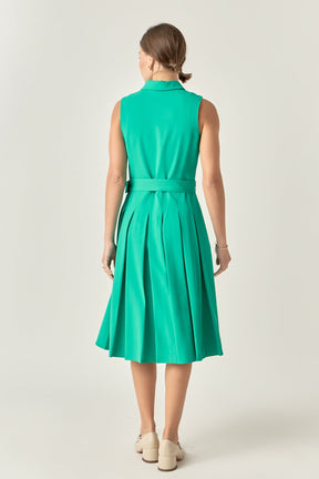 ENGLISH FACTORY - Sleeveless Pleated Midi Dress - DRESSES available at Objectrare