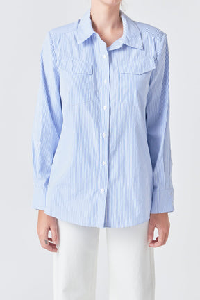 GREY LAB - Grey Lab - Power Shoulder Striped Shirt - SHIRTS & BLOUSES available at Objectrare