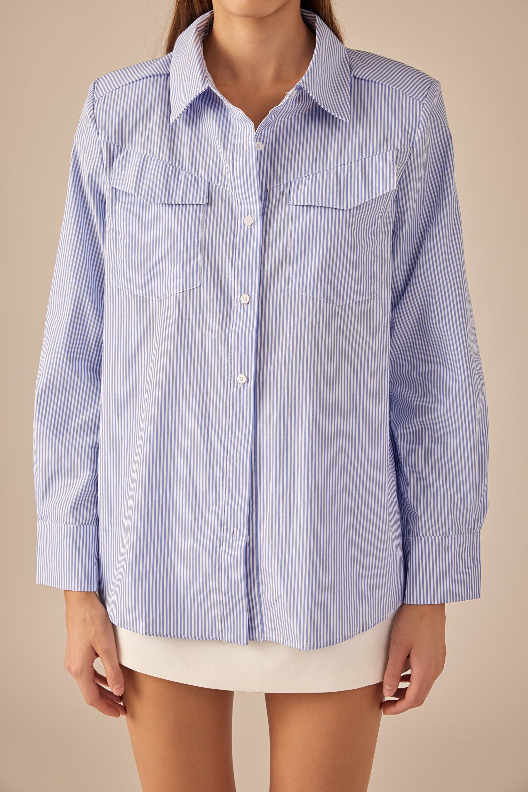 GREY LAB - Power Shoulder Striped Shirt - SHIRTS & BLOUSES available at Objectrare