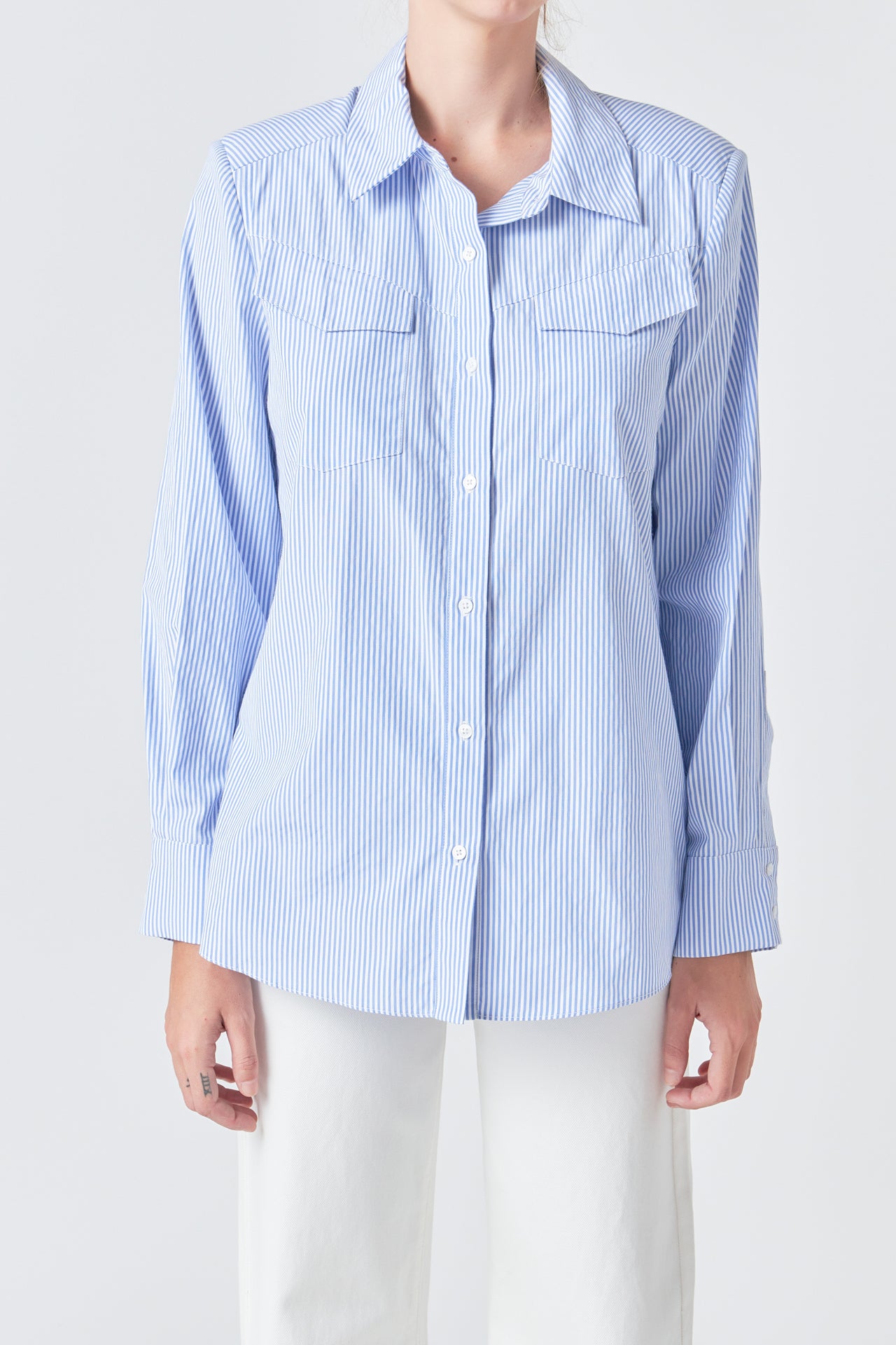 GREY LAB - Power Shoulder Striped Shirt - SHIRTS & BLOUSES available at Objectrare