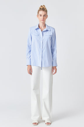 GREY LAB - Power Shoulder Striped Shirt - SHIRTS & BLOUSES available at Objectrare