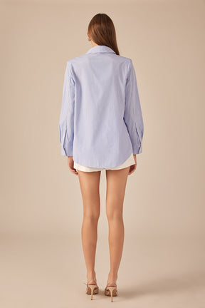 Power Shoulder Striped Shirt