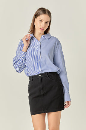 Colorblock Stripe Cotton Shirt