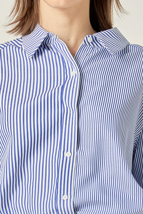Colorblock Stripe Cotton Shirt