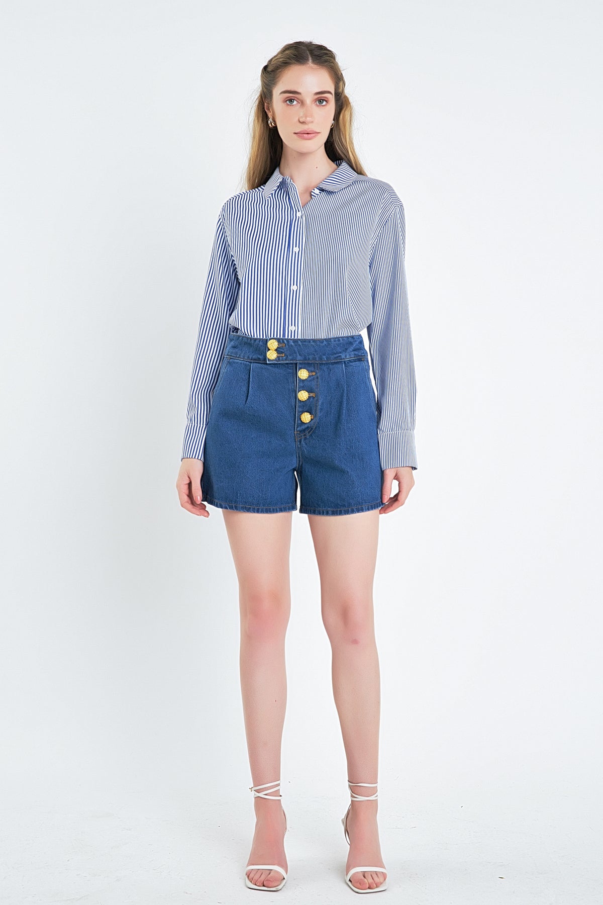 ENGLISH FACTORY - Colorblock Stripe Cotton Shirt - SHIRTS & BLOUSES available at Objectrare