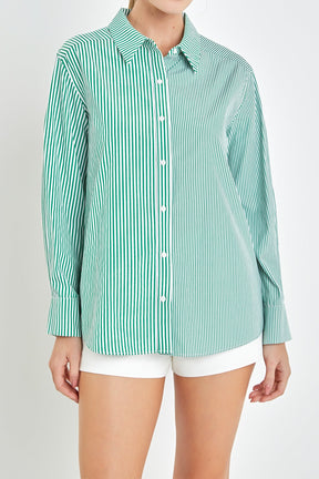 Colorblock Stripe Cotton Shirt