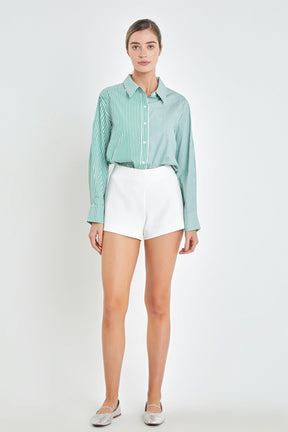 Colorblock Stripe Cotton Shirt