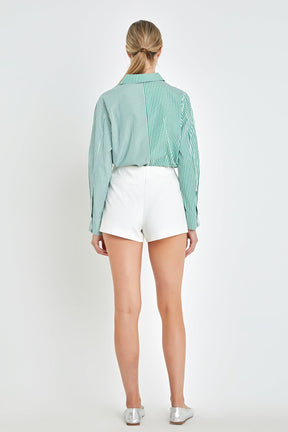 Colorblock Stripe Cotton Shirt